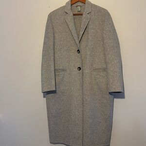H&M SINGLE BREASTED WOMENS COAT LIGHT GRAY SIZE 6 LIKE NEW